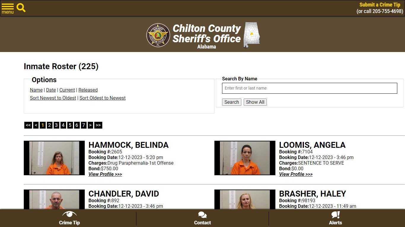 Current Inmates Booking Date Descending - Chilton County Sheriff's Office